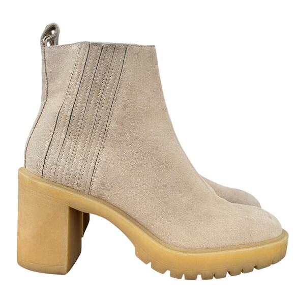 Dolce Vita Shoes - Dolce Vita Celia Chunky Leather Suede Boots Women SZ 11 Beige‎ Chic Fall Western